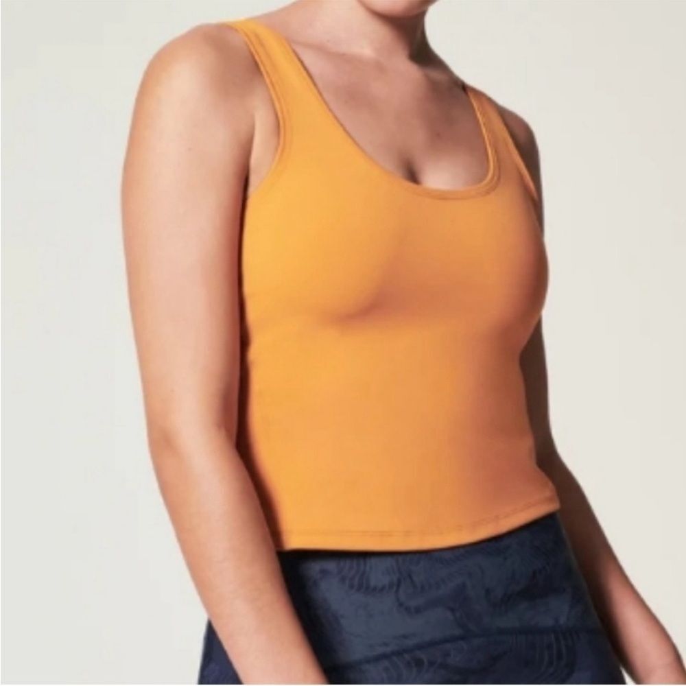 Spanx Get Moving Fitted Cropped Workout Tank Top Orange Size Medium